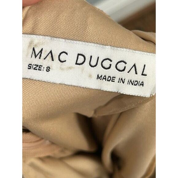 NWT Mac Duggal High Neck Column Gown Maxi Dress Sleeveless Sequined Taupe Size 8 - Picture 9 of 11